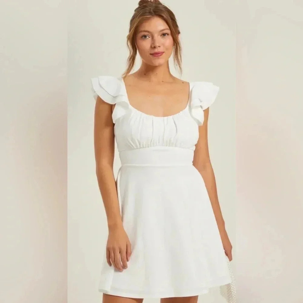Altar'd State White Corrine Mini Dress Medium Large NWT